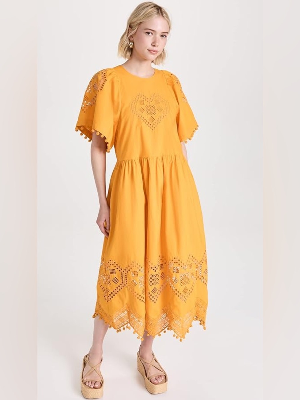 Like New! RHODE Golden Yellow Eyelet Maxi Dress | Size S